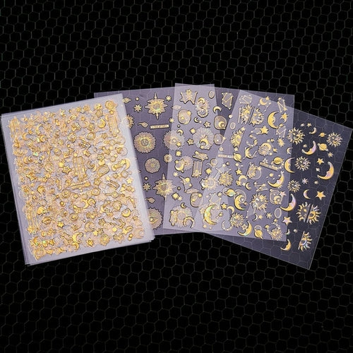 3d Heart Star Moon Flame Sun Nail Stickers