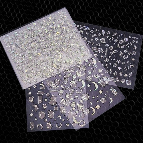 3d Heart Star Moon Flame Sun Nail Stickers