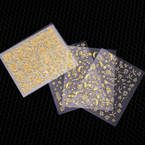 3d Heart Star Moon Flame Sun Nail Stickers