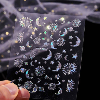 3d Heart Star Moon Flame Sun Nail Stickers
