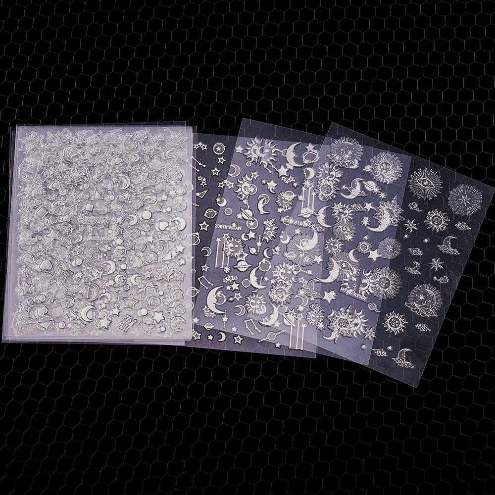 3d Heart Star Moon Flame Sun Nail Stickers