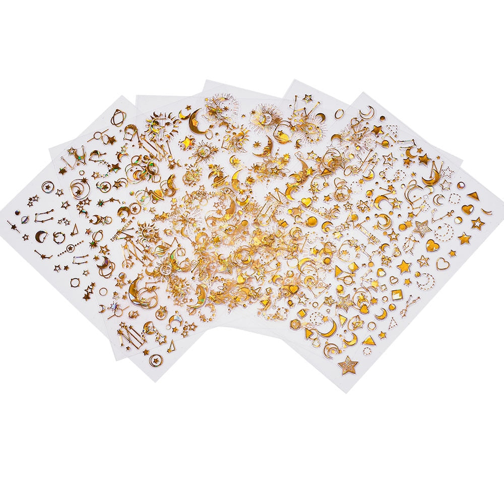 3d Heart Star Moon Flame Sun Nail Stickers
