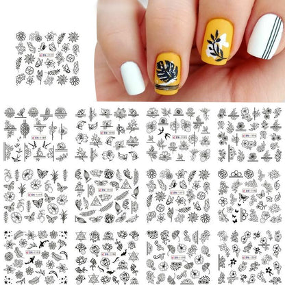 Winter Water Stickers Pink Cherry Blossoms Decals Flowers Nail