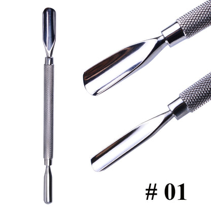 Stainless Steel Cuticle Pusher  Remover Art Cleaner Care Tool