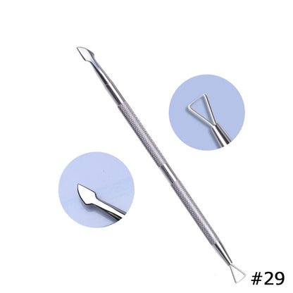 Stainless Steel Cuticle Pusher  Remover Art Cleaner Care Tool