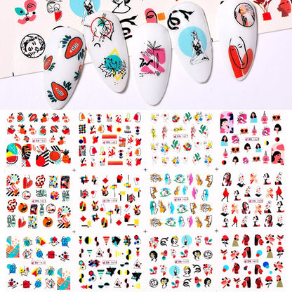 Winter Water Stickers Pink Cherry Blossoms Decals Flowers Nail