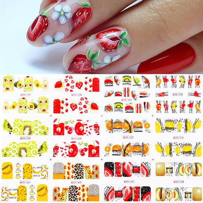 Winter Water Stickers Pink Cherry Blossoms Decals Flowers Nail