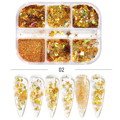 Red Princess Sequin Nails Spangles Holographic Glitter Powder
