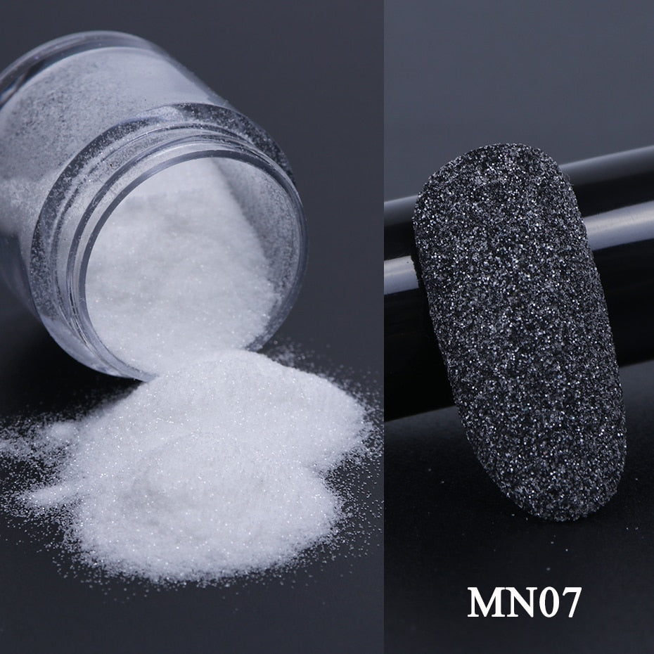 Shiny Glitter Sugar Sand Nails 3D Acrylic Flowers White