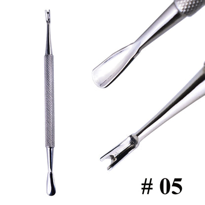 Stainless Steel Cuticle Pusher  Remover Art Cleaner Care Tool