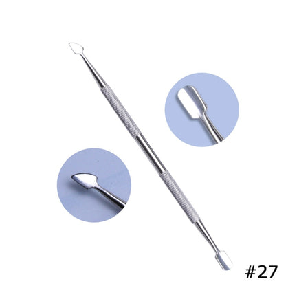 Stainless Steel Cuticle Pusher  Remover Art Cleaner Care Tool