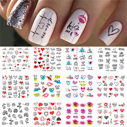 Winter Water Stickers Pink Cherry Blossoms Decals Flowers Nail