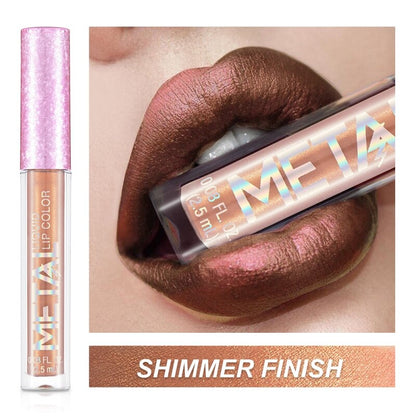Matte glitter makeup waterproof metal lip