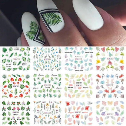 Winter Water Stickers Pink Cherry Blossoms Decals Flowers Nail