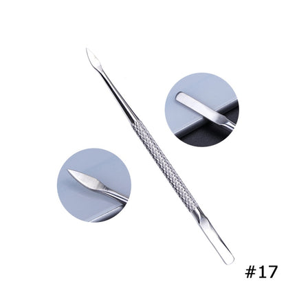 Stainless Steel Cuticle Pusher  Remover Art Cleaner Care Tool