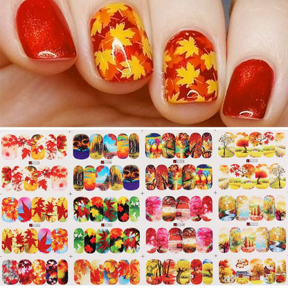 Winter Water Stickers Pink Cherry Blossoms Decals Flowers Nail