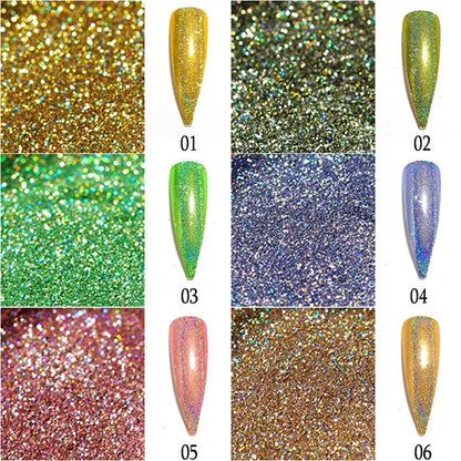 Laser Glitter Powder Sequins UV Gel Polish Flakes Nails
