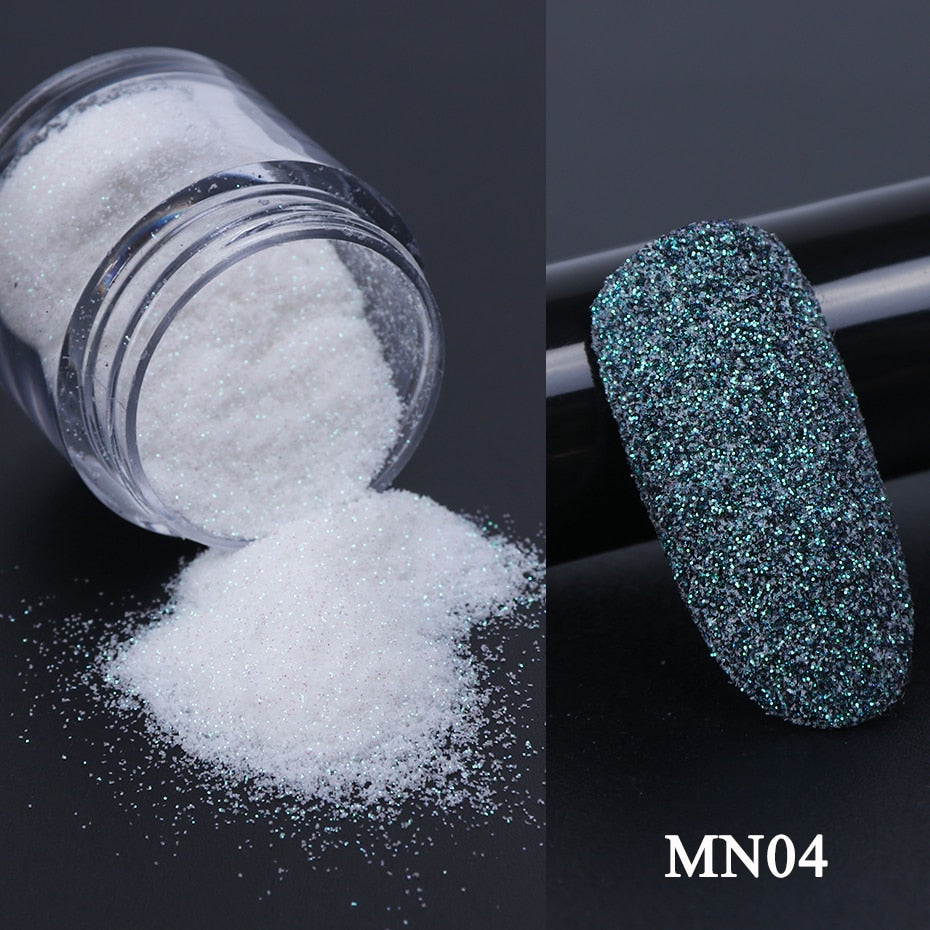 Shiny Glitter Sugar Sand Nails 3D Acrylic Flowers White