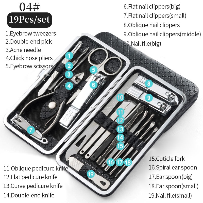 Manicure Cutters  Clipper Set Stainless Steel Ear Spoon Nail
