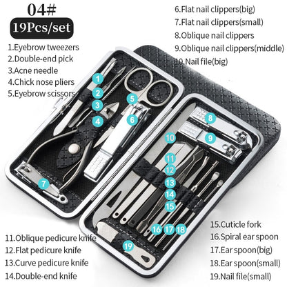 Manicure Cutters  Clipper Set Stainless Steel Ear Spoon Nail