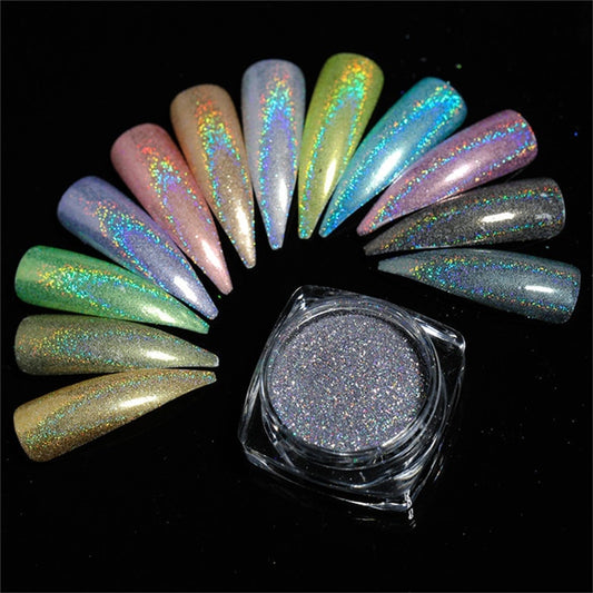 Laser Glitter Powder Sequins UV Gel Polish Flakes Nails