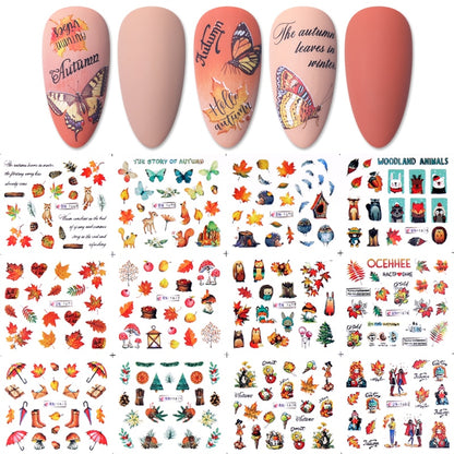 Winter Water Stickers Pink Cherry Blossoms Decals Flowers Nail