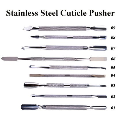 Stainless Steel Cuticle Pusher  Remover Art Cleaner Care Tool