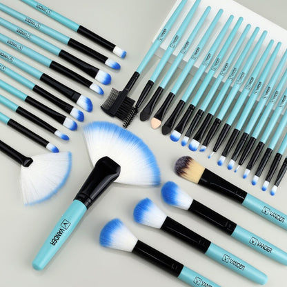 New Blue Soft Fluffy Makeup Brushes Set