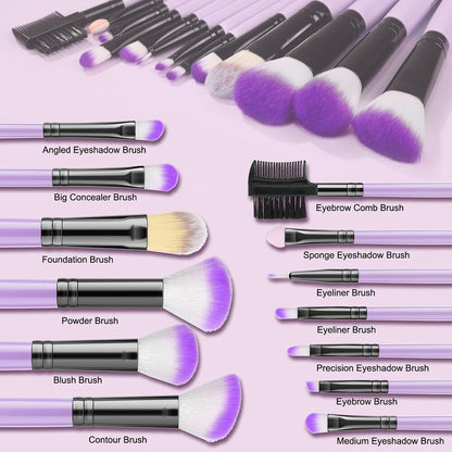 Makeup Brushes Purple Set For Cosmetic
