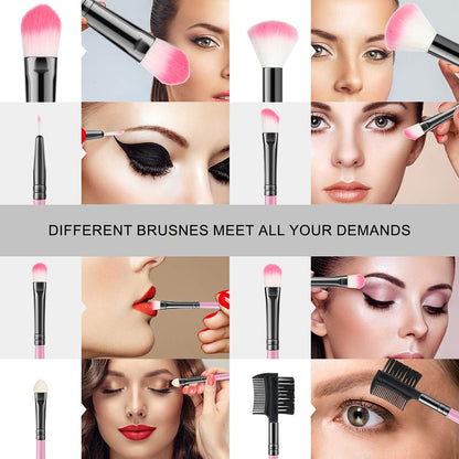 Pink 13Pcs Makeup Brush Set For Cosmetics