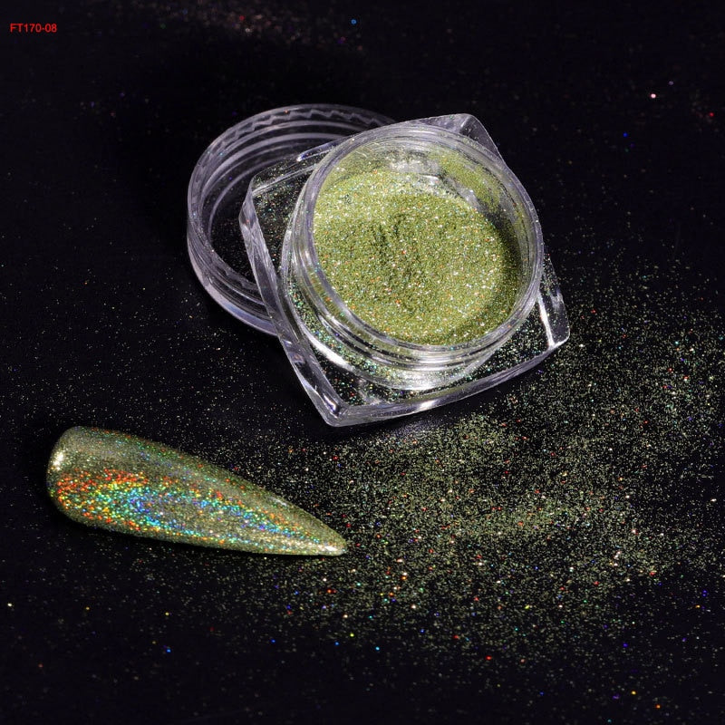 Holographic Powder Laser  Magic Mirror Glitter Rub Dust  Nail