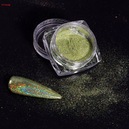 Holographic Powder Laser  Magic Mirror Glitter Rub Dust  Nail