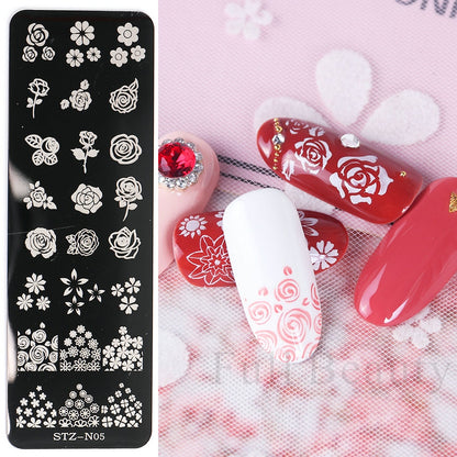 French Art Stamping Wave Flower Love Lace Stamp Nail