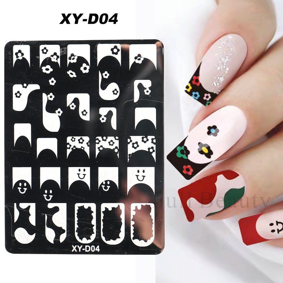 French Art Stamping Wave Flower Love Lace Stamp Nail