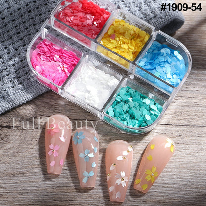 6 Grids Pearl Glitter Powder Aurora Effect Holographic Mirror Nails