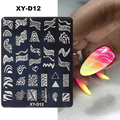 French Art Stamping Wave Flower Love Lace Stamp Nail