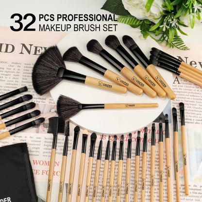 32pcs Makeup Brushes Set Wood