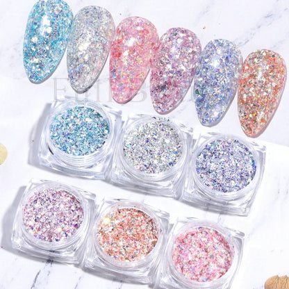 Glitter Sandy Sugar Powder Black White Silver Grainy Shinning Sequins