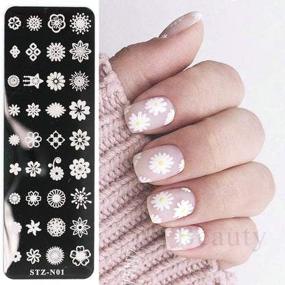 French Art Stamping Wave Flower Love Lace Stamp Nail