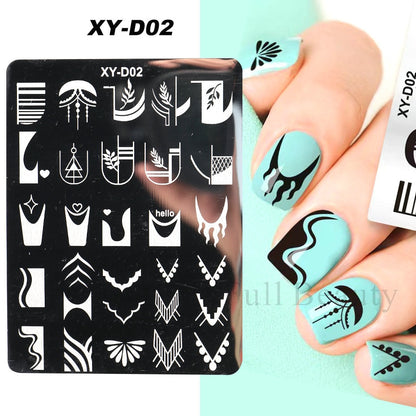 French Art Stamping Wave Flower Love Lace Stamp Nail