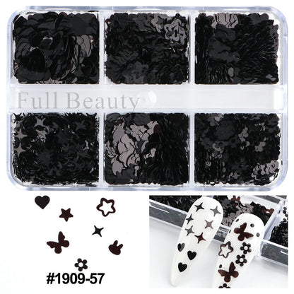 6 Grids Pearl Glitter Powder Aurora Effect Holographic Mirror Nails