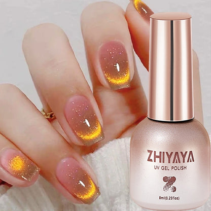 8ml 9D Rainbow Cat Magnetic Gel Pink Purple Blue Magnetic Nails