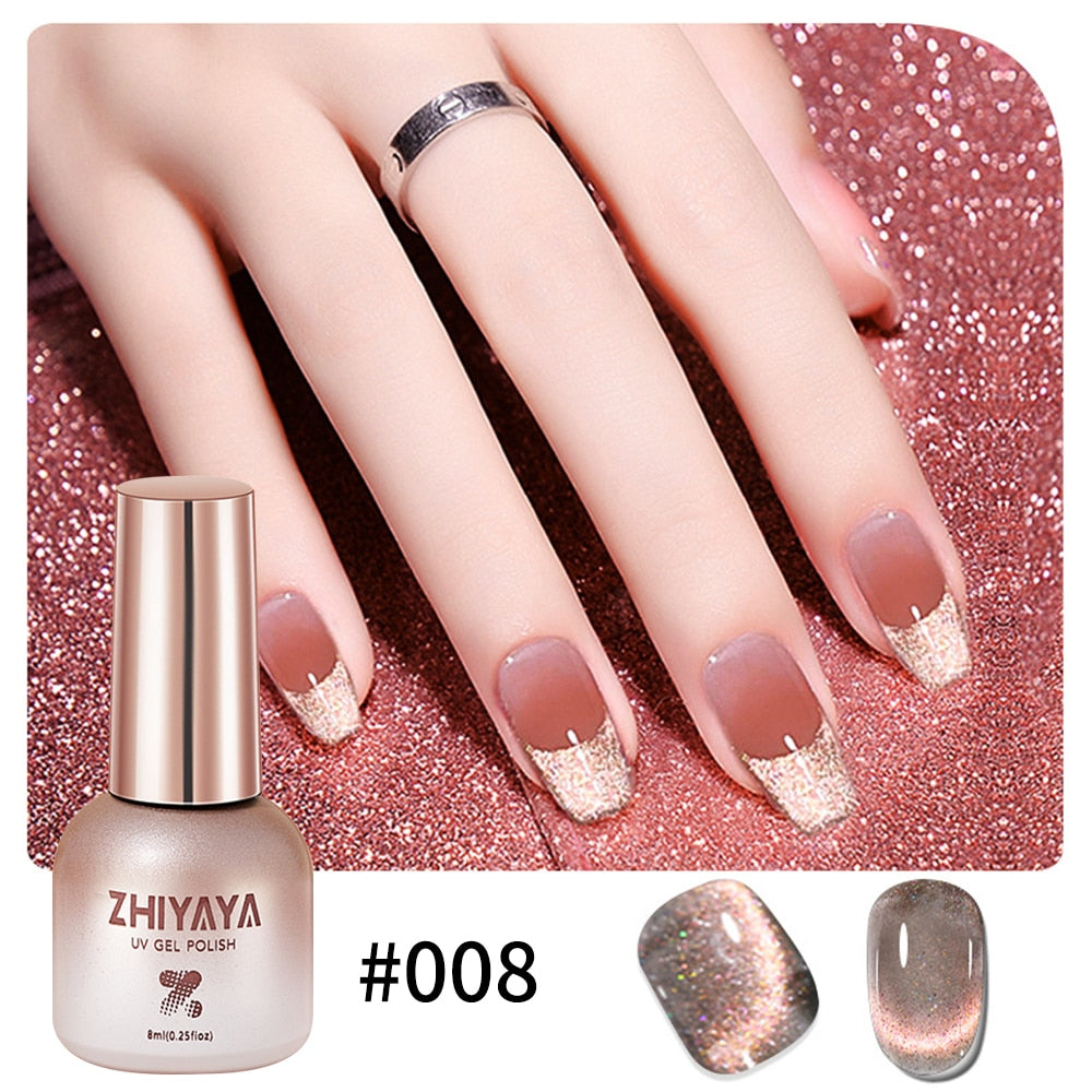 8ml 9D Rainbow Cat Magnetic Gel Pink Purple Blue Magnetic Nails