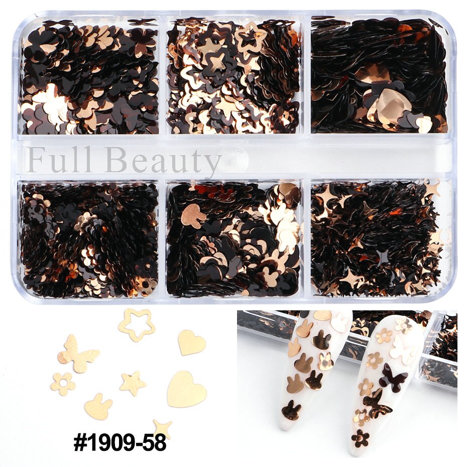 6 Grids Pearl Glitter Powder Aurora Effect Holographic Mirror Nails