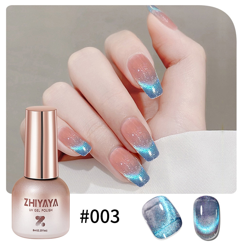 8ml 9D Rainbow Cat Magnetic Gel Pink Purple Blue Magnetic Nails