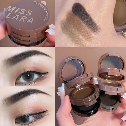 3 Colors Eyebrow Powder Palette Eyeshadow Palette Light Brown Natural Eyebrow Enhancer Waterproof Hairline Brow Powder Cosmetic