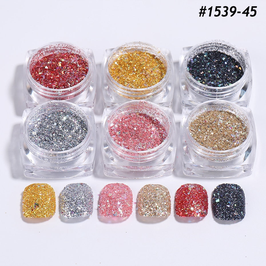 Glitter Sandy Sugar Powder Black White Silver Grainy Shinning Sequins