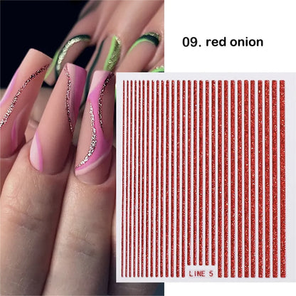 3D Stickers  Lines Holographic Silver Stripe  Nail