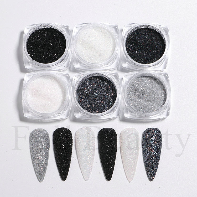 6 Grids Pearl Glitter Powder Aurora Effect Holographic Mirror Nails