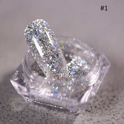 1Jar Crystal Diamond Powder Rainbow Shiny Nail